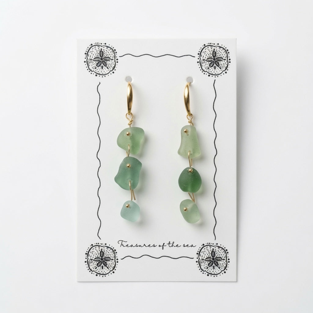 Sea Glass Earrings - Mojito Gold