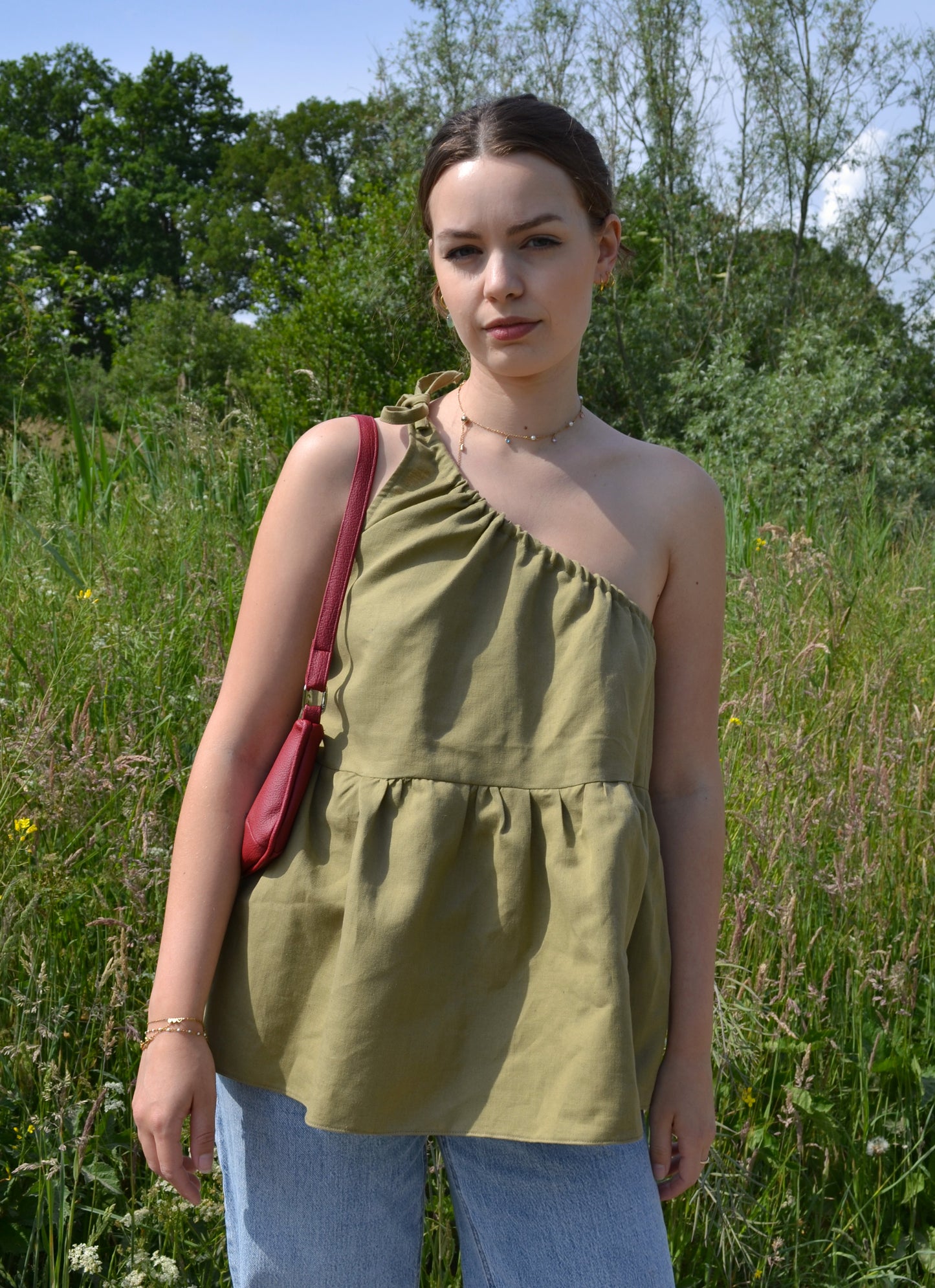 One Shoulder top - Olive