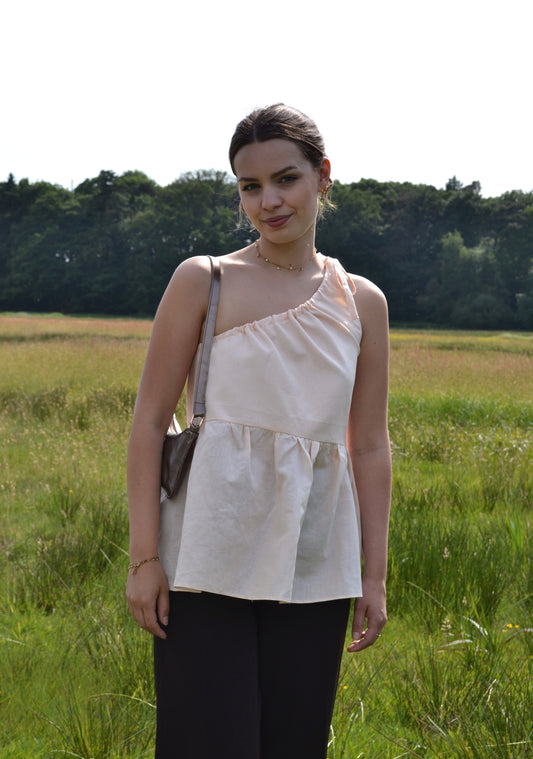 One shoulder top - Salmon