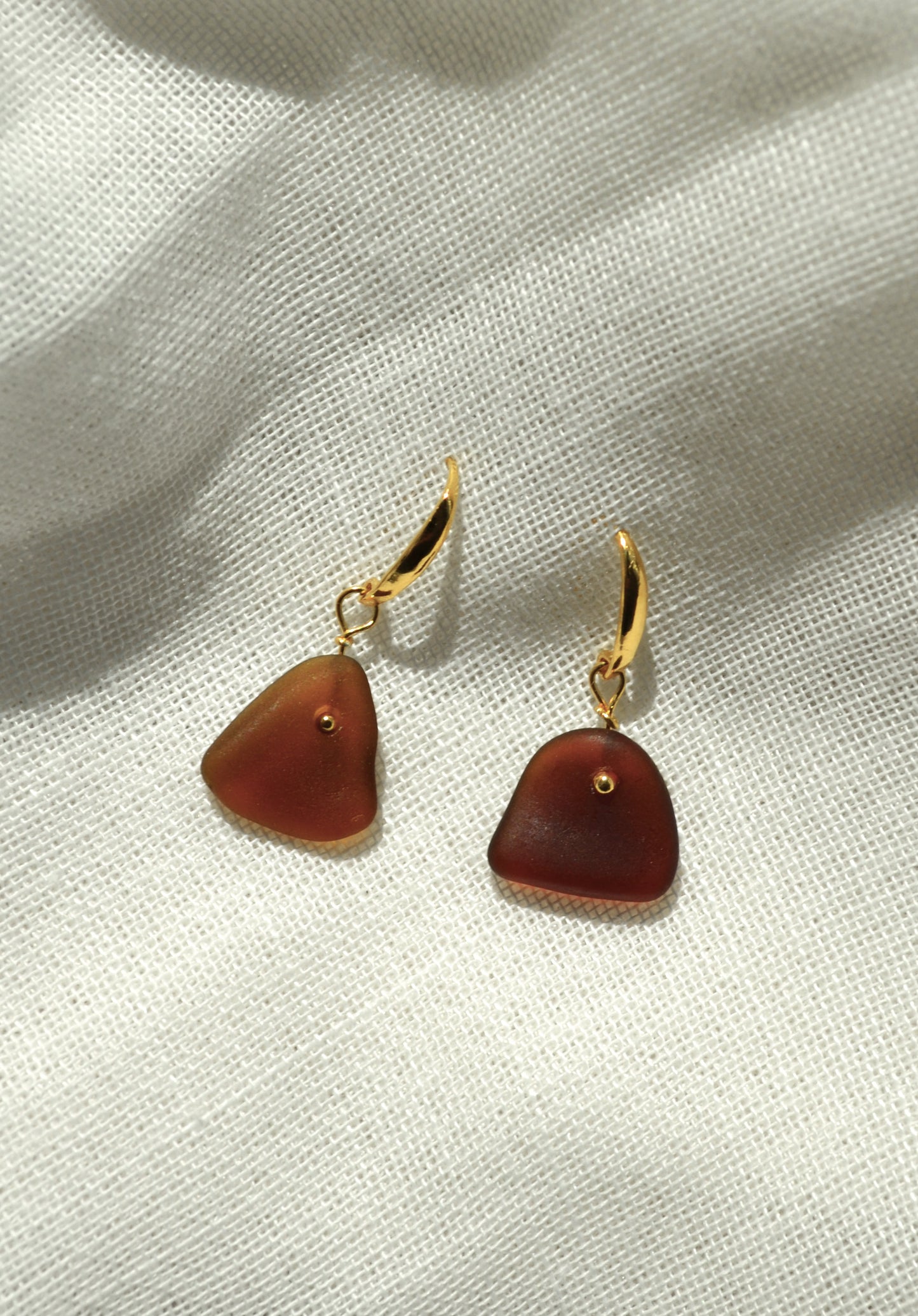 Sea Glass Earrings - Sangria Gold
