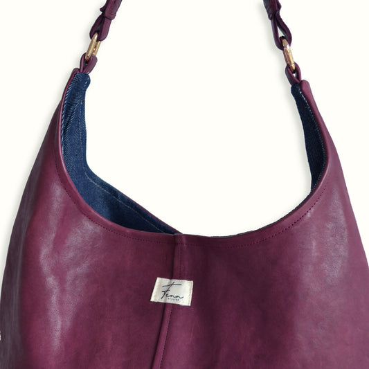 Leather Shopper - Burgundy