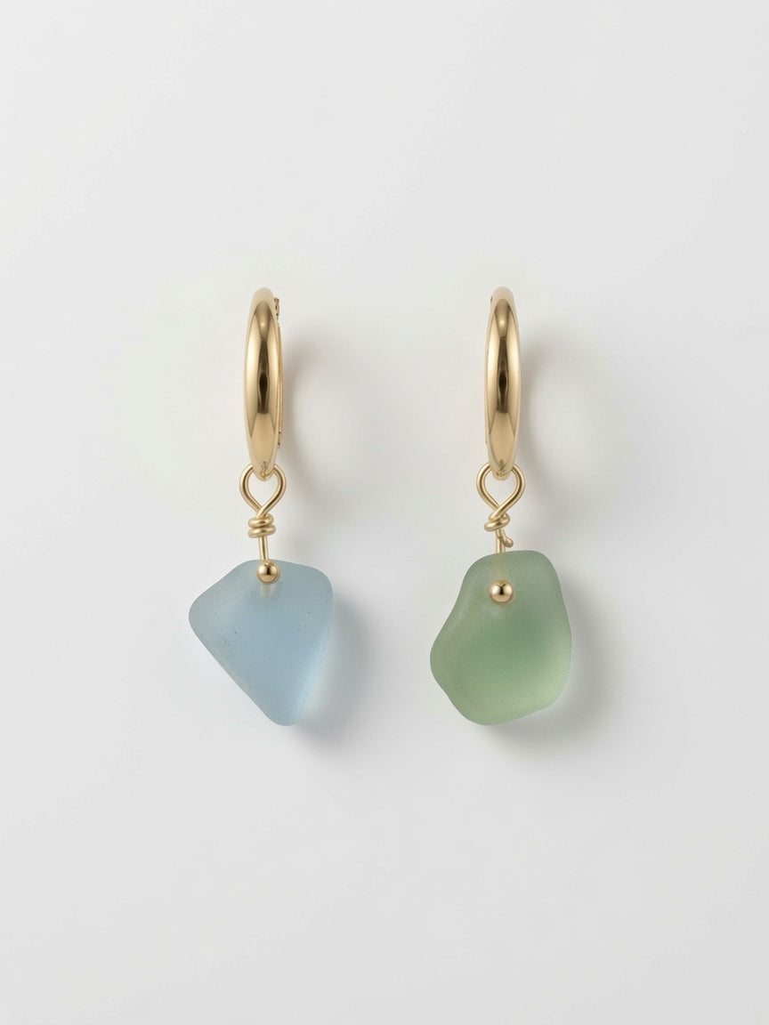 Sea Glass Earrings - Gin Fizz Gold