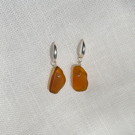 Sea Glass Earrings - Dark Rum Silver