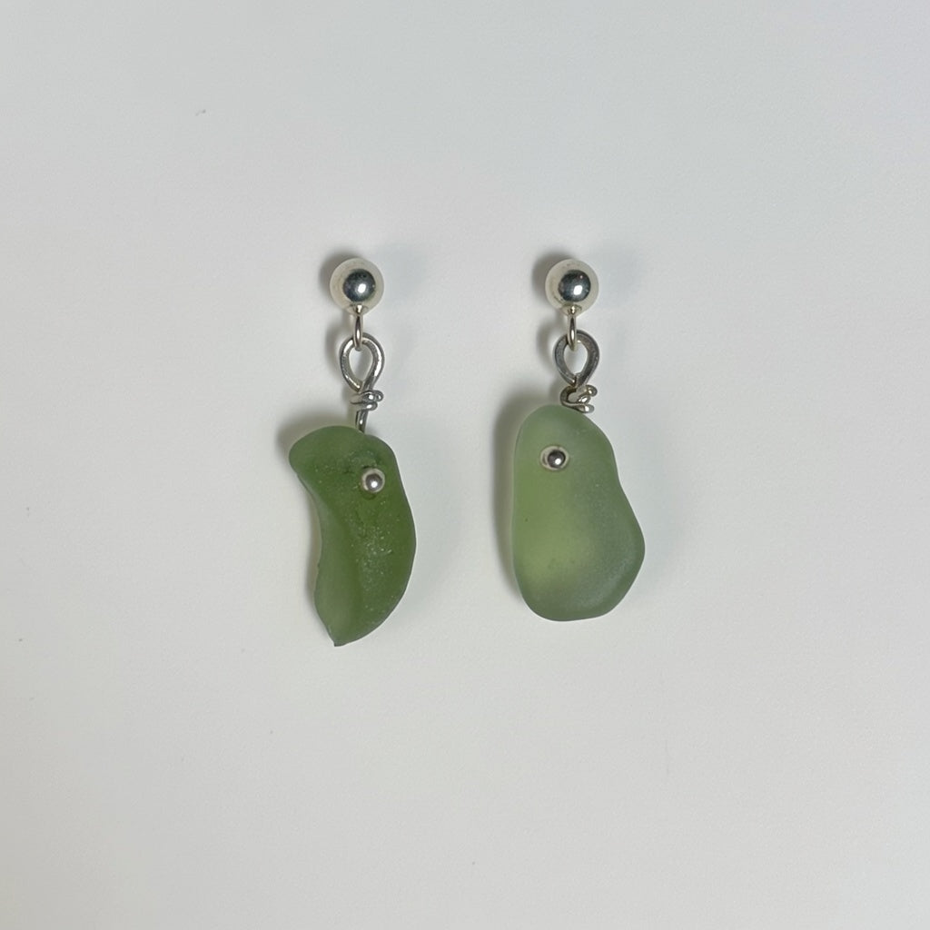 Sea Glass Earrings - Mojito Silver