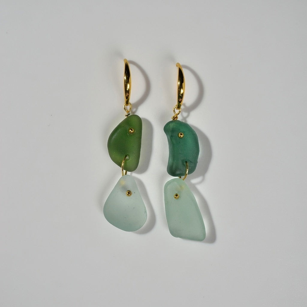 Sea Glass Earrings - Gin Fizz Gold