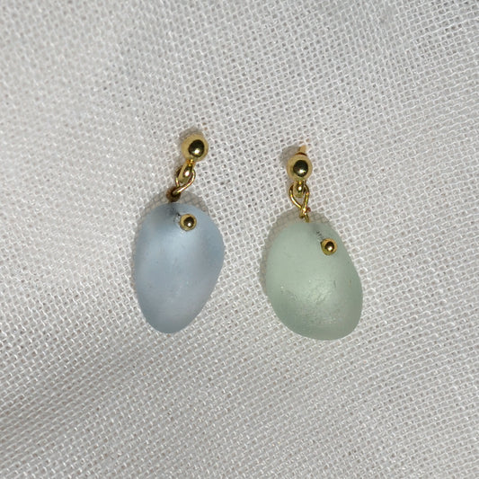 Sea Glass Earrings – Gin Gold Studs