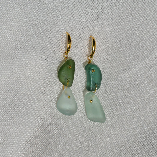 Sea Glass Earrings - Gin Fizz Gold