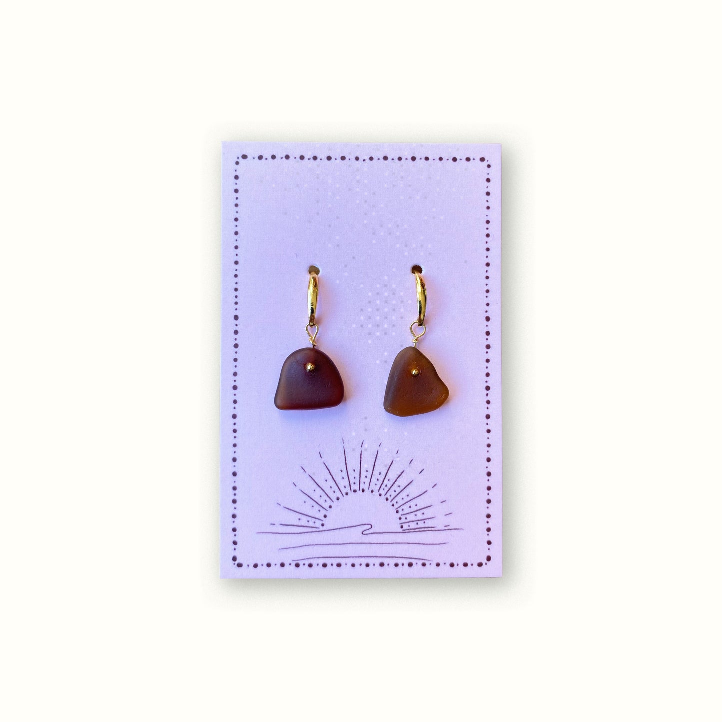 Sea Glass Earrings - Sangria Gold