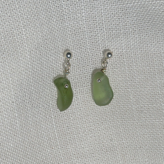 Sea Glass Earrings - Mojito Silver