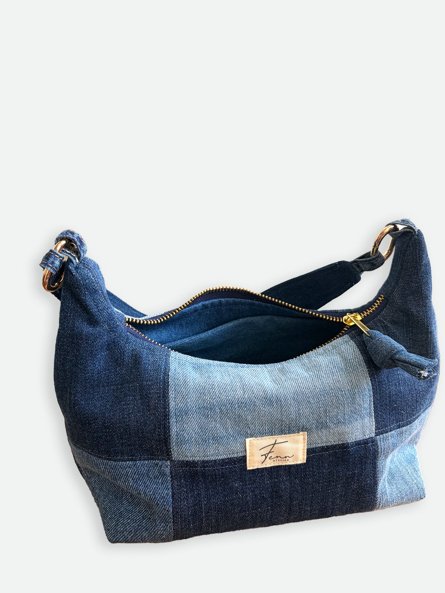 Denim Hobo Bag - Patchwork Celeste