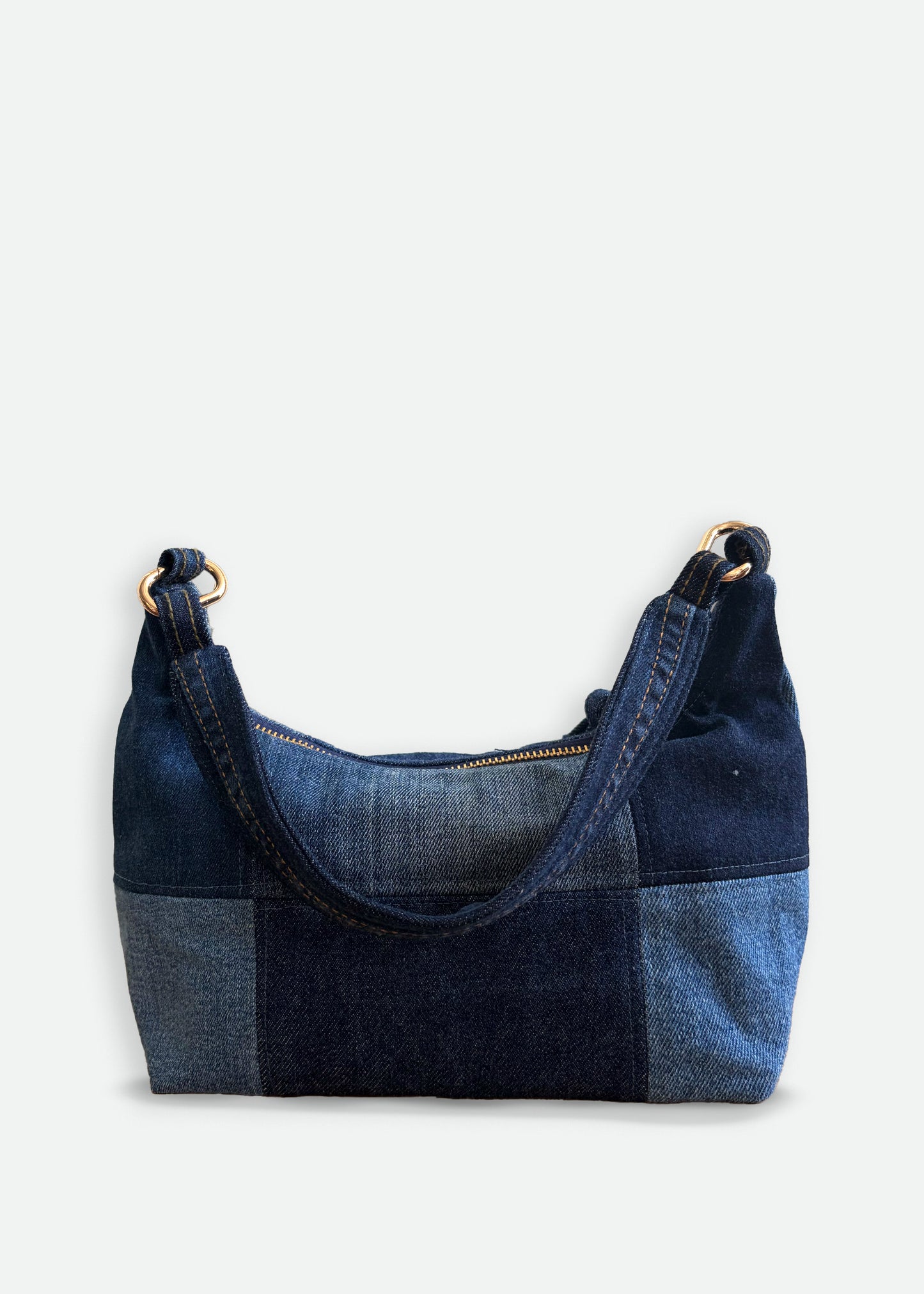 Denim Hobo Bag - Patchwork Midnight