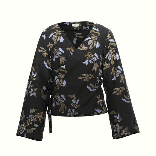 Wrap Blouse - Black Batik