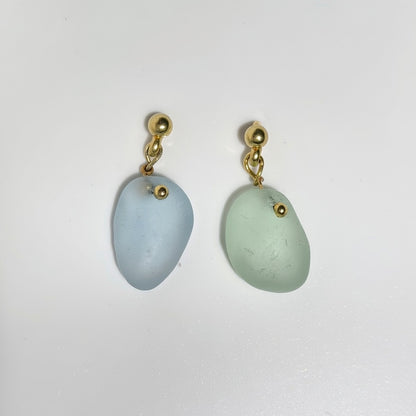 Sea Glass Earrings – Gin Gold Studs