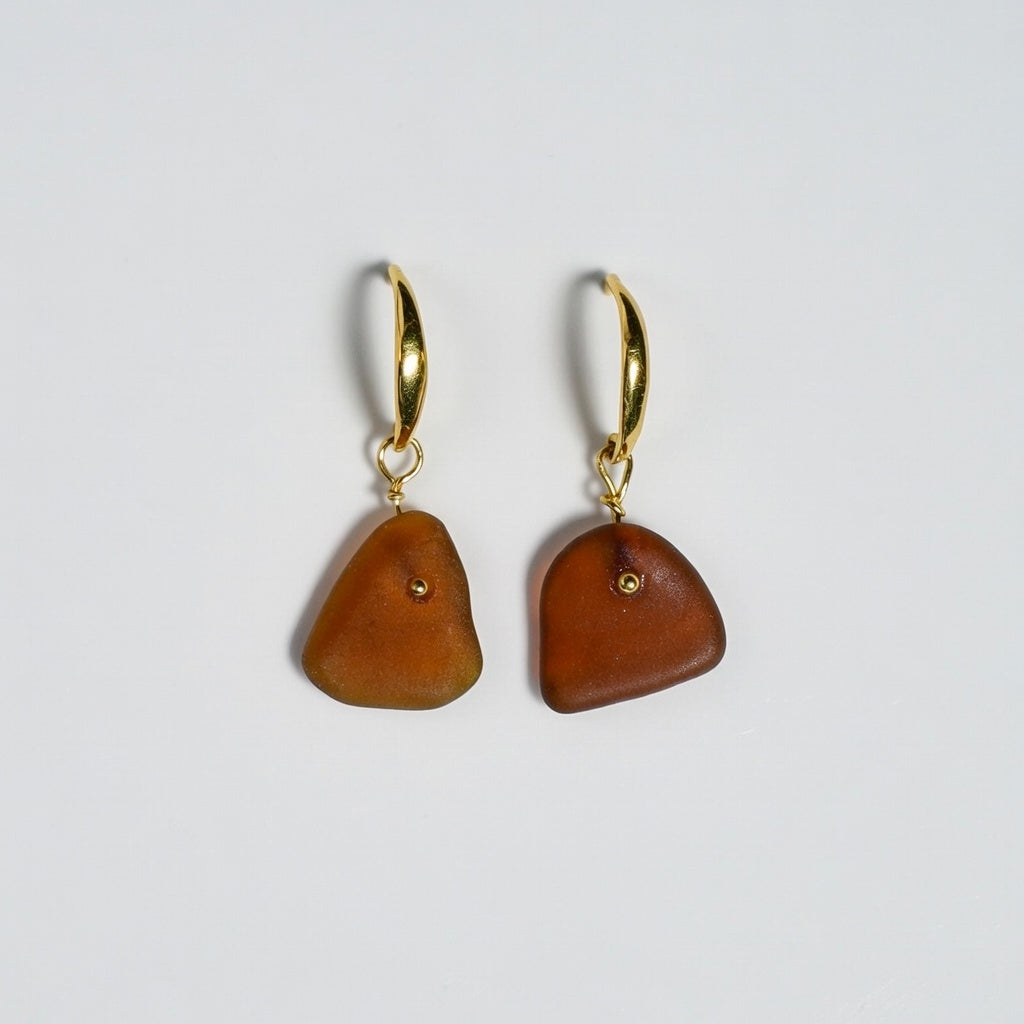 Sea Glass Earrings - Sangria Gold