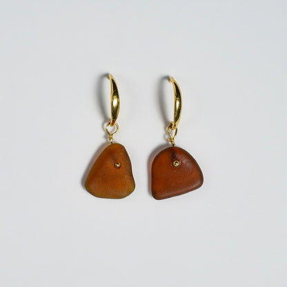 Sea Glass Earrings - Sangria Gold