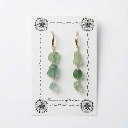 Sea Glass Earrings -  Mojito Gold