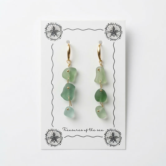 Sea Glass Earrings -  Mojito Gold