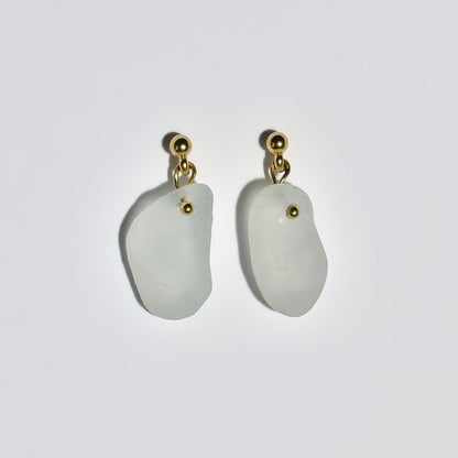 Sea Glass Earrings - White Wine Gold Studs
