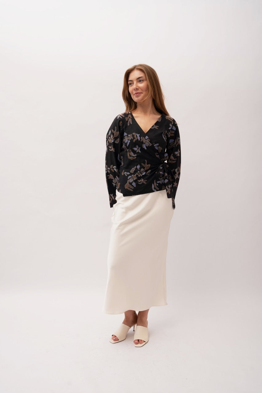 Wrap Blouse - Black Batik