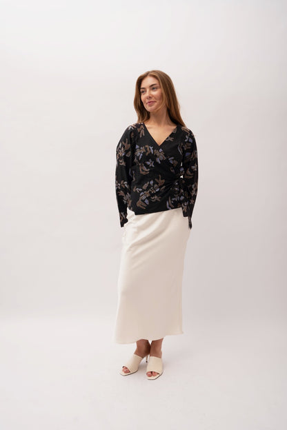 Wrap Blouse - Black Batik