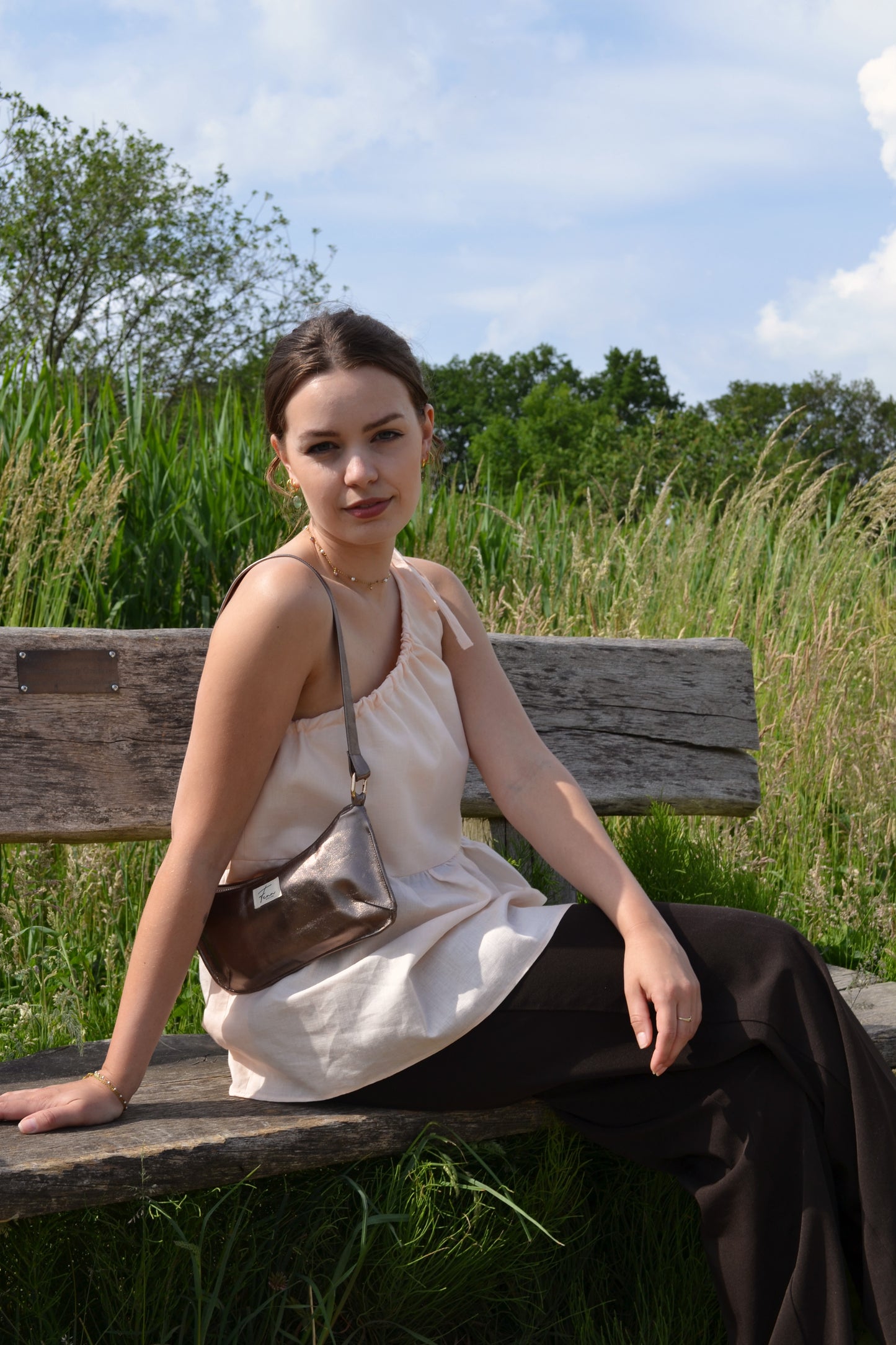One shoulder top - Salmon