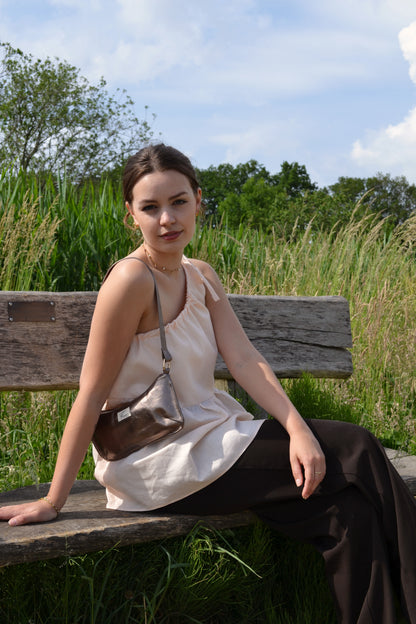 One shoulder top - Salmon