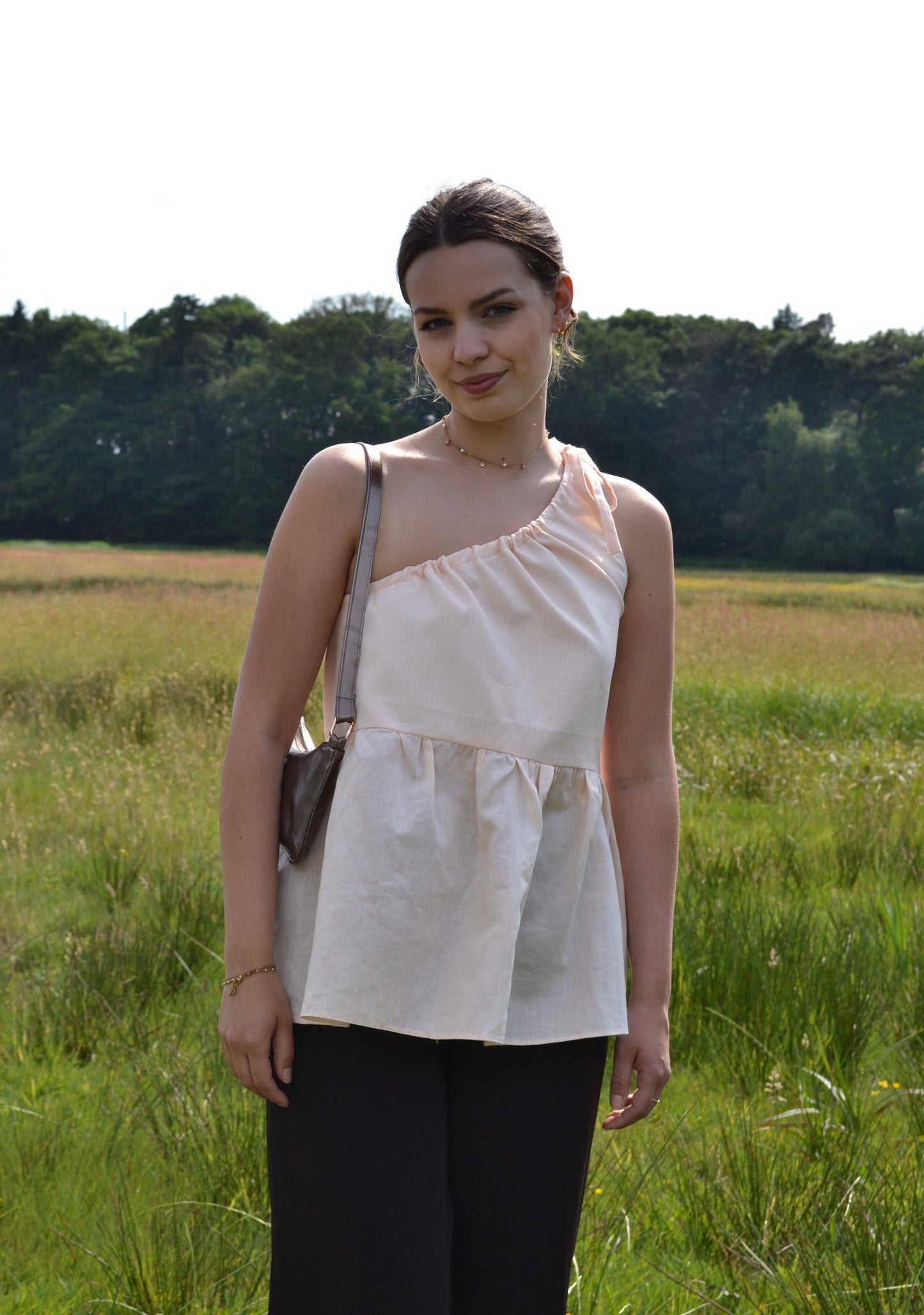 One shoulder top - Salmon