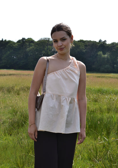 One shoulder top - Salmon