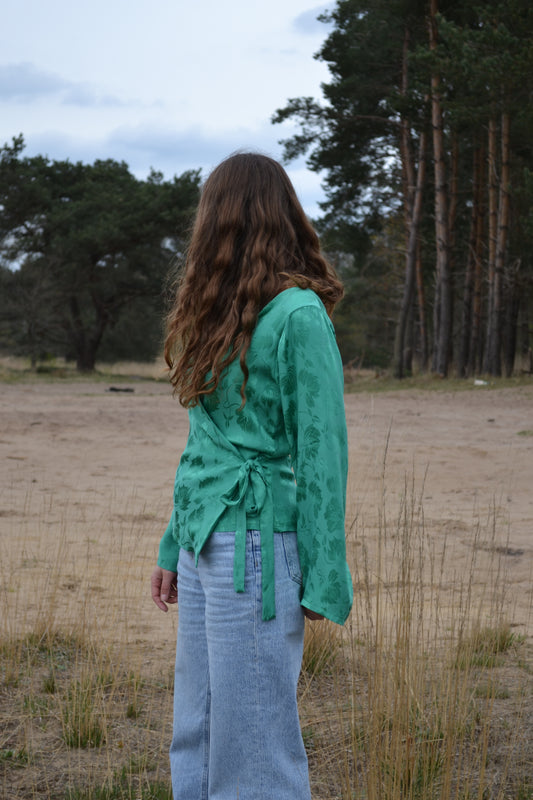 Wrap Blouse - Emerald Leaf
