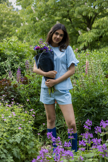 Bow Top - polkadot Blue