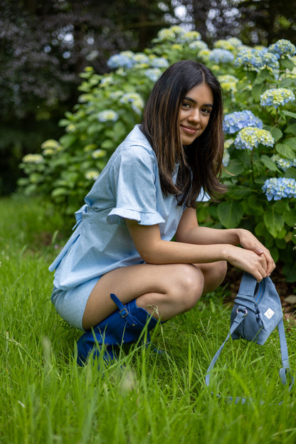 Bow Top - polkadot Blue