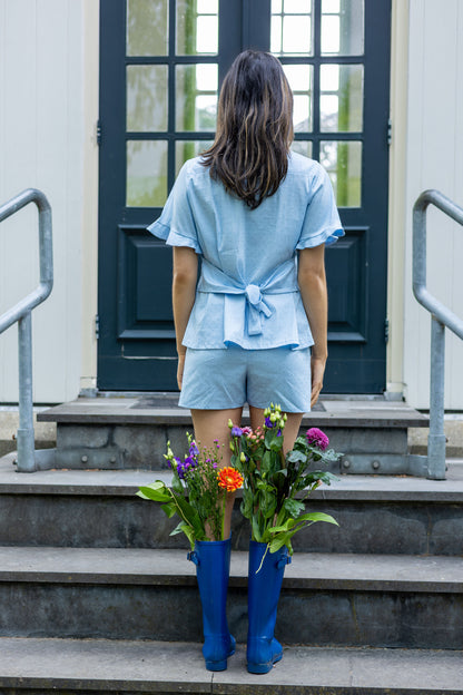 Bow Top - polkadot Blue