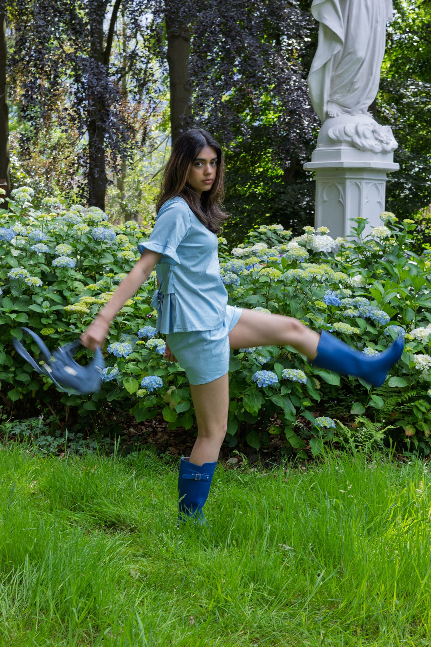 Bow Top - polkadot Blue