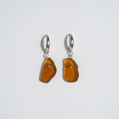 Sea Glass Earrings - Dark Rum Silver