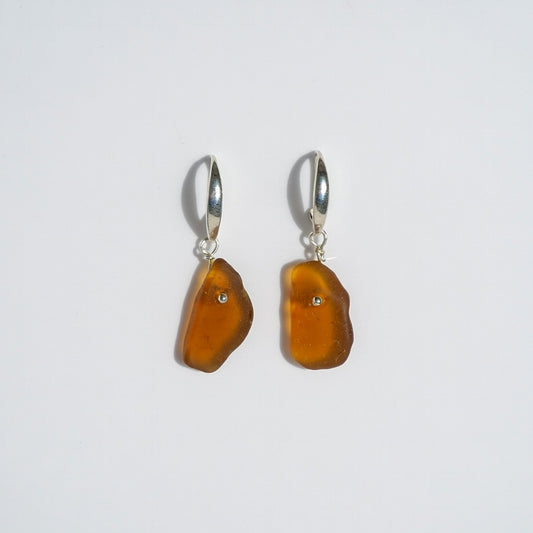 Sea Glass Earrings - Dark Rum Silver
