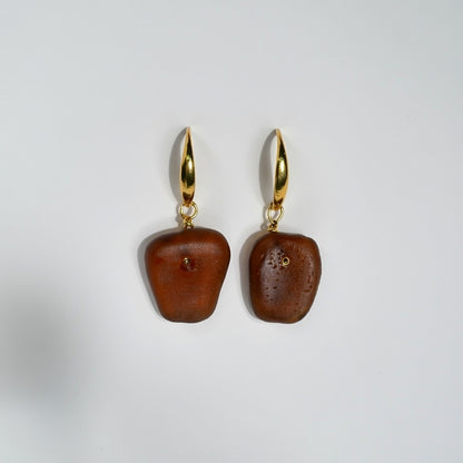 Sea Glass Earrings - Red Wine Gold