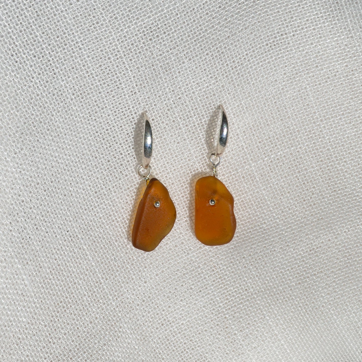 Sea Glass Earrings - Dark Rum Silver