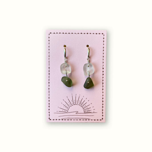 Sea Glass Earrings - Gin Fizz Silver