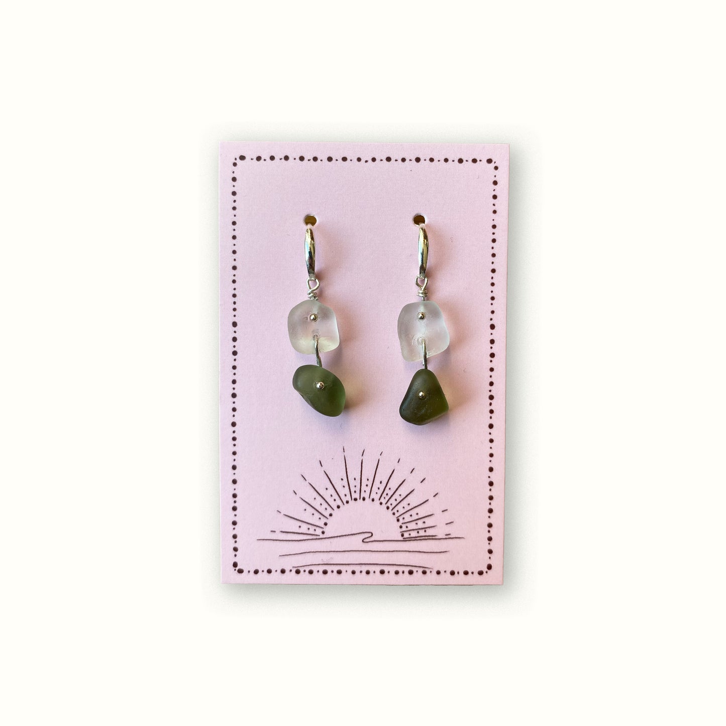 Sea Glass Earrings - Gin Fizz Silver