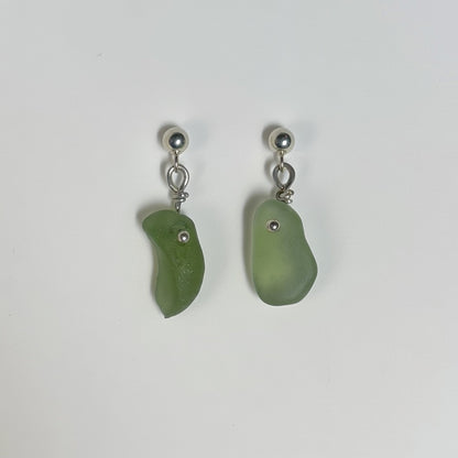 Sea Glass Earrings - Mojito Silver