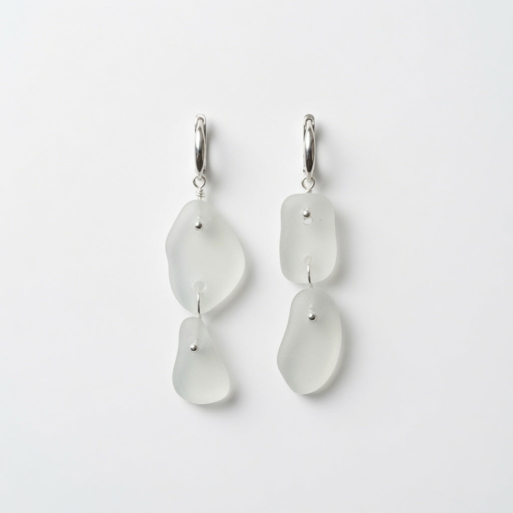Sea Glass Earrings - White Rum Silver