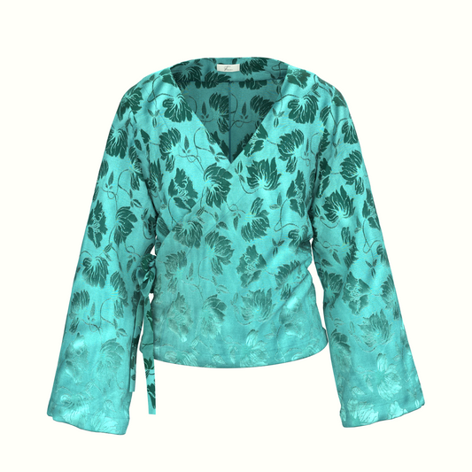 Wrap Blouse - Emerald Leaf