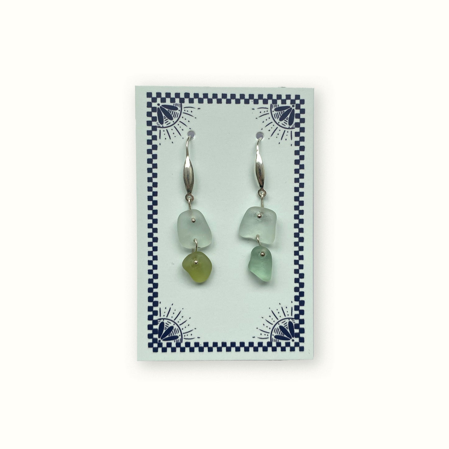 Sea Glass Earrings - Drifted Duo Silver