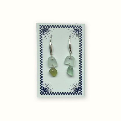 Sea Glass Earrings - Drifted Duo Silver