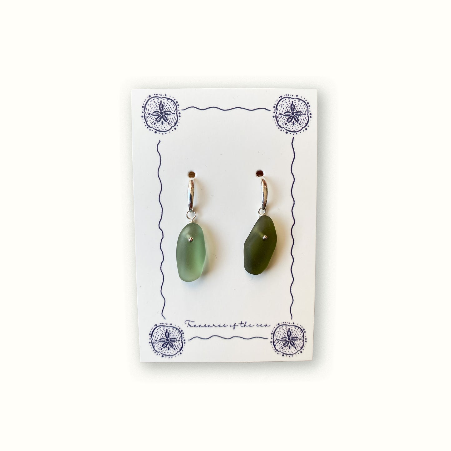 Sea Glass Earrings - Beer Green Silver