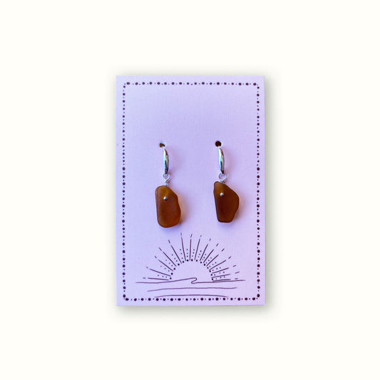 Sea Glass Earrings - Dark Rum Silver