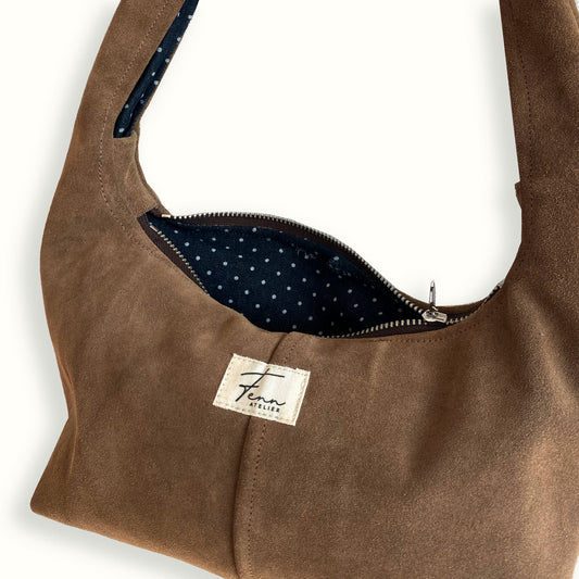 Leather Hobo Bag - Suede