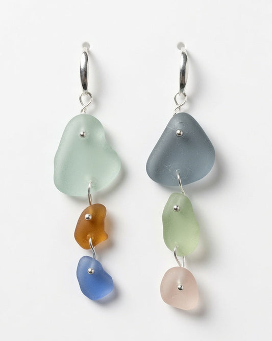 Sea Glass Earrings - Pastels Silver