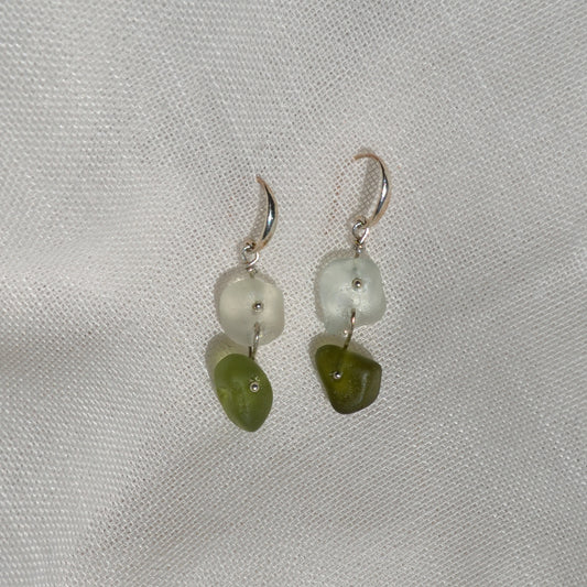 Sea Glass Earrings - Gin Fizz Silver