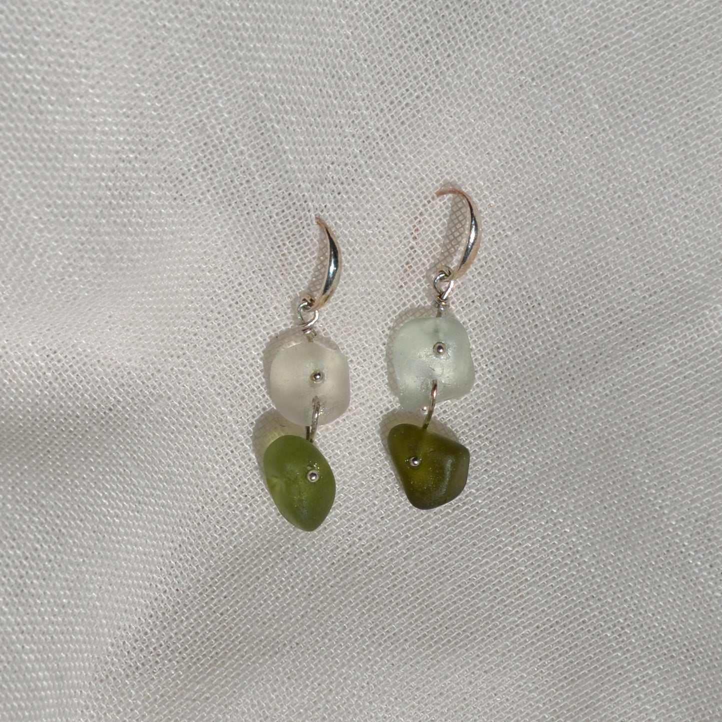Sea Glass Earrings - Gin Fizz Silver